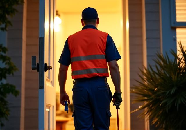 Fontanero de urgencia trabajando